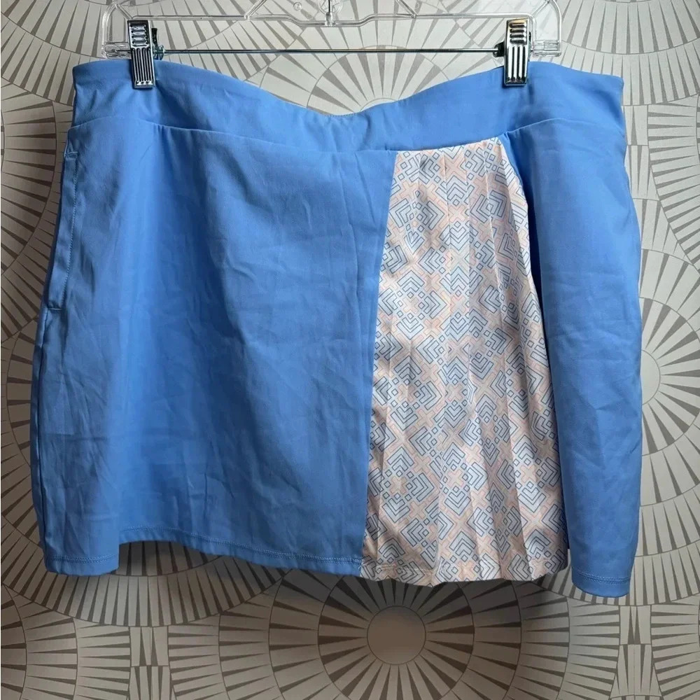 Adidas Women’s Pull‎ on Blue White and Orange  Accordion Pleat Golf Skort Size L
